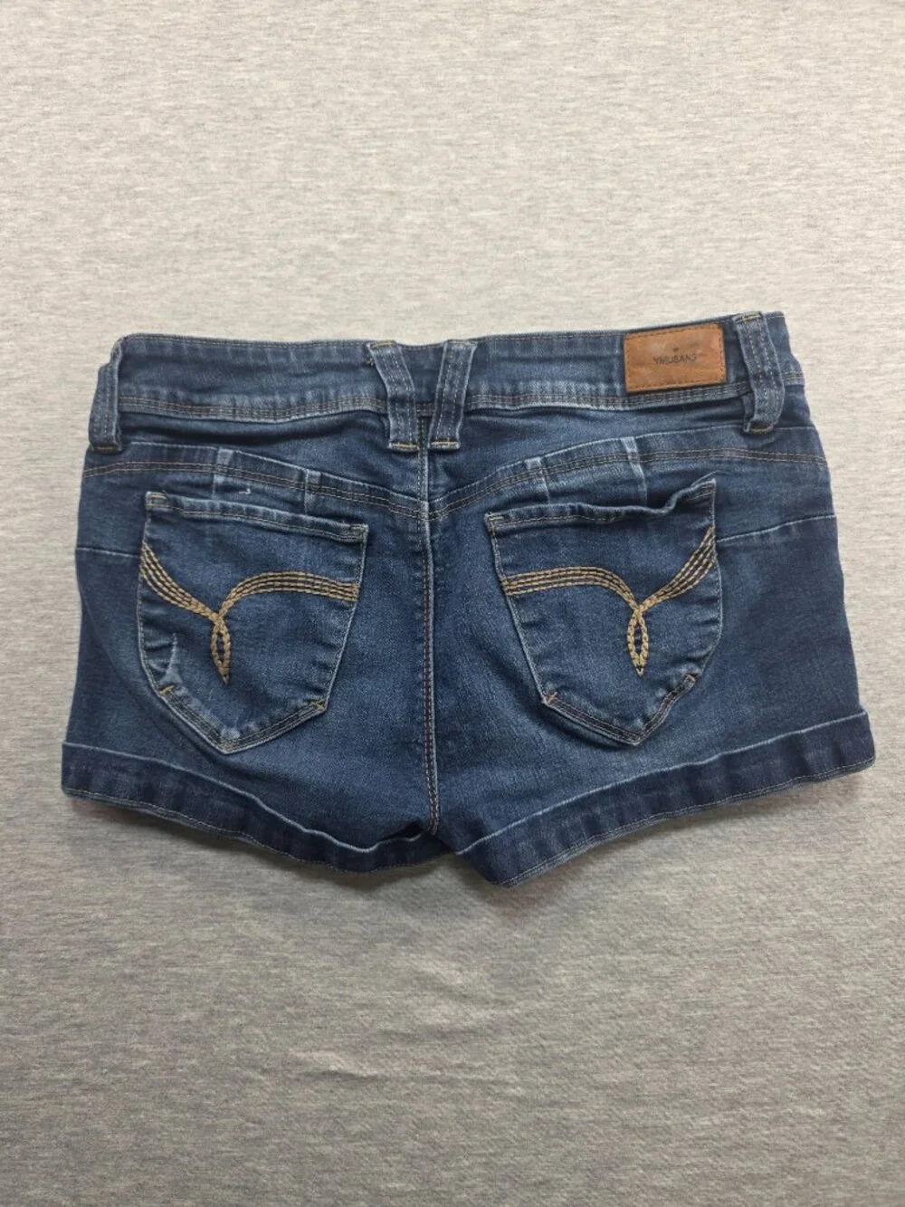 YMI Wanna Betta Butt Denim Shorts Dark Wash Distressed Size 7